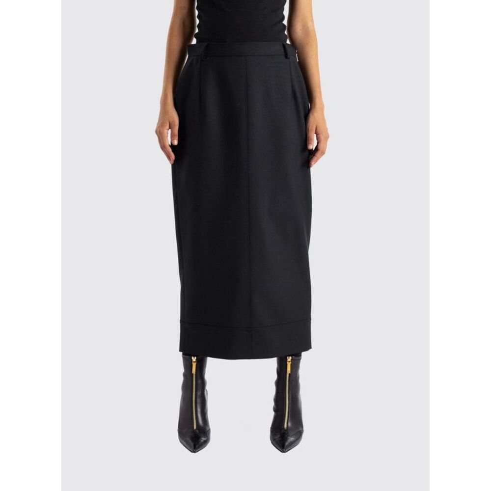 High-Waisted Wool Pencil Skirt Thom Browne With A Midi Length And Back Slit